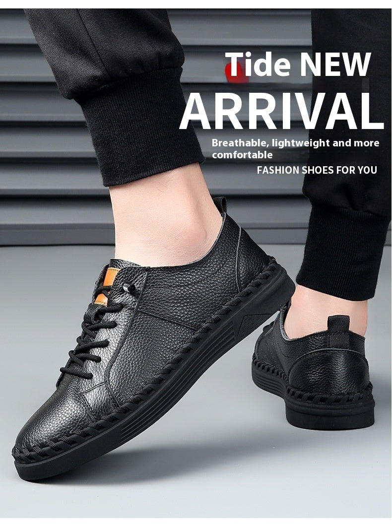 First Layer Soft Cowhide Men's Sneakers Breathable Sweat Absorbing