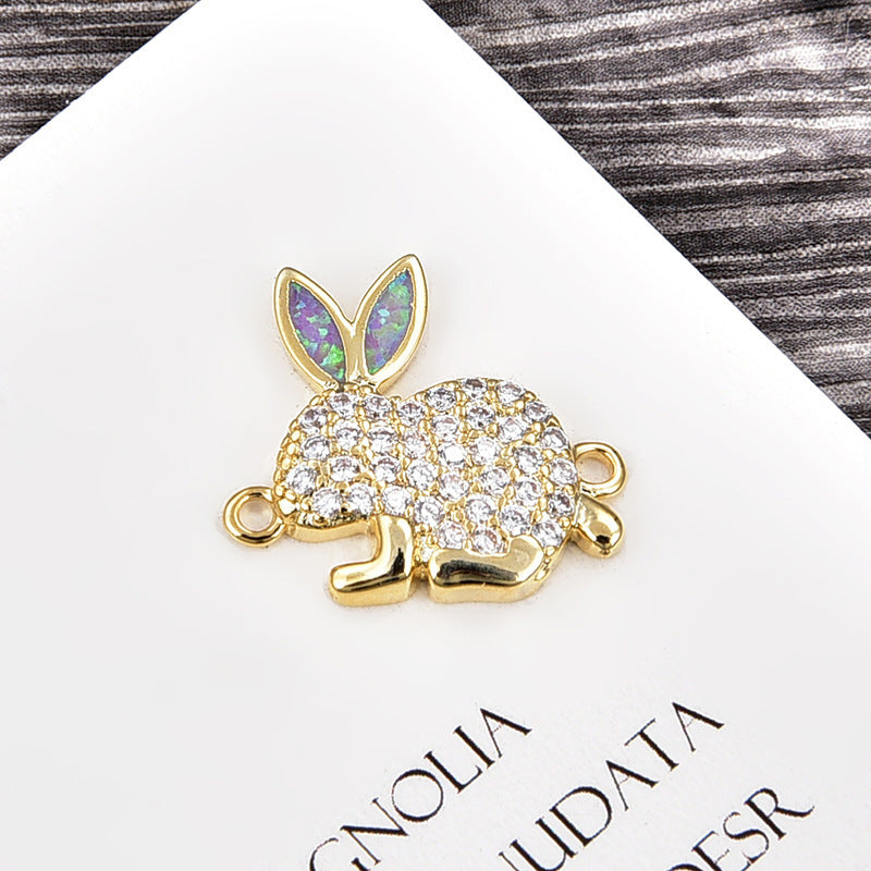 Copper New Handmade DIY Clothing Sccessories Ornament Accessories Rabbit Connector Natural Opal Zircon Bracelet For Women
