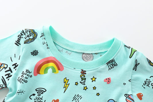 Knitted Children's Skirt Short-sleeved Cotton Girls Dress