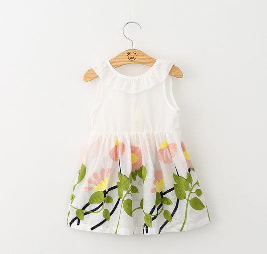 Children's Clothing Girls Exquisite Embroidered Dress Cotton V-Neck Vest Skirt