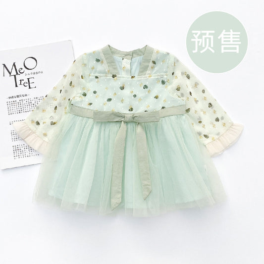 Girls' Little Love Chiffon Hanfu Dress, Baby Ethnic Style Net Gauze Skirt
