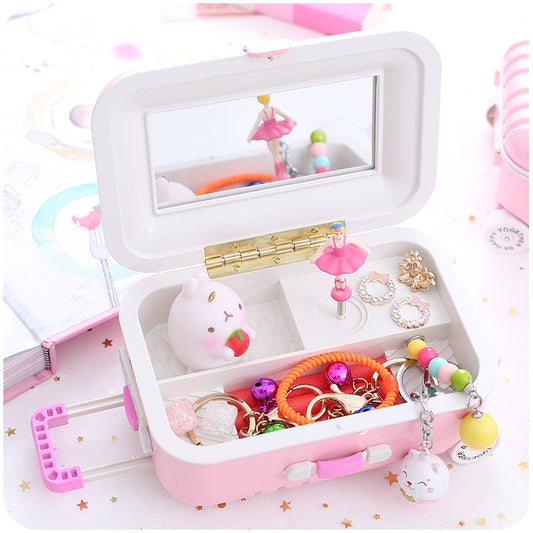 New Korean Style Trolley Luggage Princess Rotating Music Box