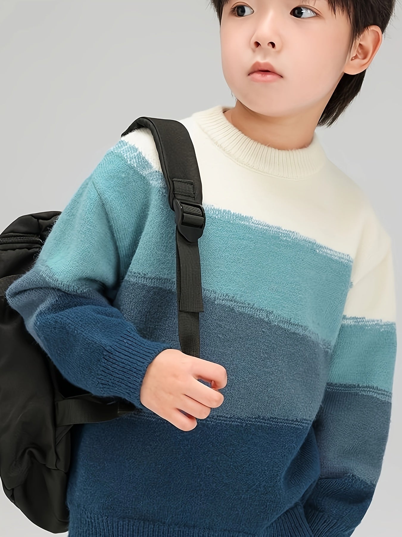 Boys' Winter Sweater Thick Warm Pullover - Soft Stretchy Knit Round Neck Casual Top, Machine Washable Regular Fit for Medium & Large Kids, Autumn & Winter Clothing, Comfortable Kids Wear