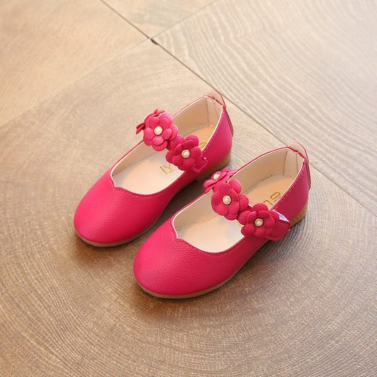 spring and autumn new style children's single shoes, soft bottom flowers, girls' shoes, big children's princess shoes, baby shoes