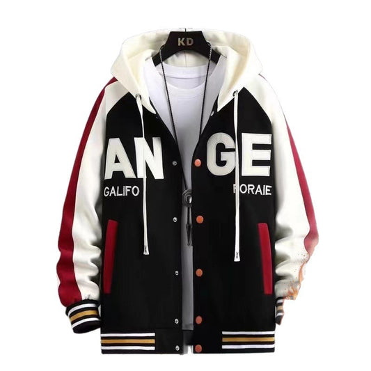 Fleece-lined Thickened Hooded Baseball Uniform Boys Autumn And Winter