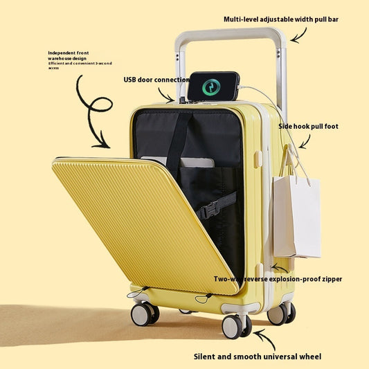 Front Fastening Wide Pull Rod 20-inch Lightweight Luggage