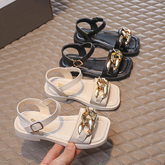 Girls Retro Sandals Children Toe Beach Shoes Little Girls Fashion Simple Princess Shoes