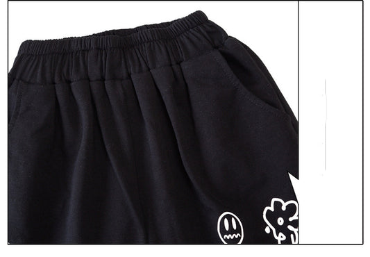 Boys' Suit New Summer Medium And Large Children Boys' Short Sleeve Sports Trendy Internet Celebrity Fashion Brand