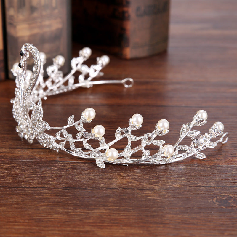 Pearl Cake Decoration Alloy Rhinestone Crown Bridal Accessories