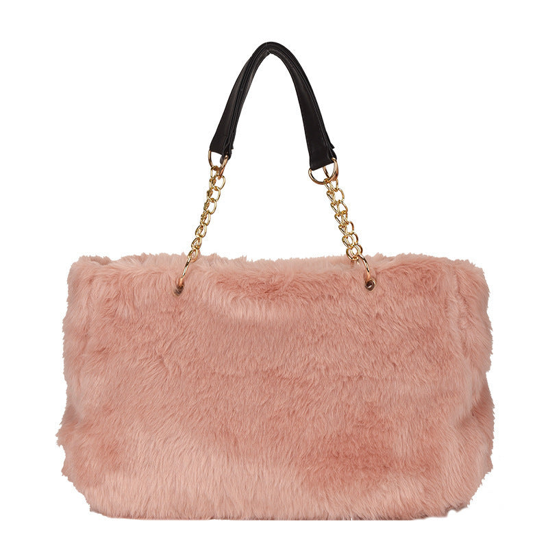 New Large Capacity Plush Women's Bag Simple Fashion European And American Style Trendy Women's Shoulder Handbag