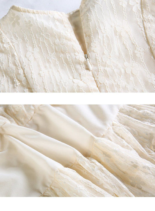 Girls' Simple Long Lace Cake Dress