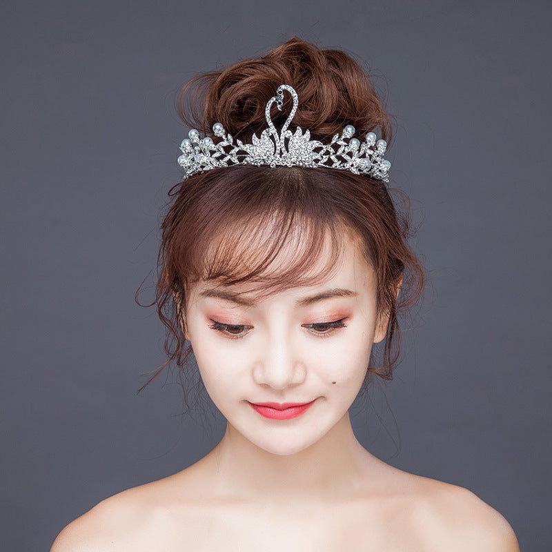 Pearl Cake Decoration Alloy Rhinestone Crown Bridal Accessories