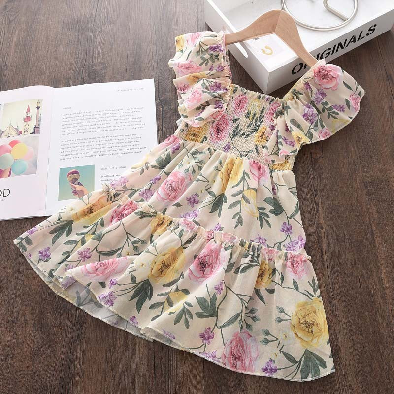 Girls Fly Sleeve Floral Dress Summer