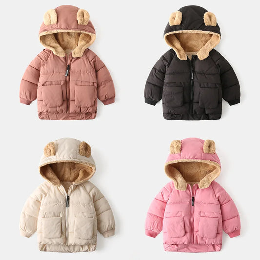 Winter Coat for Girls Toddler Girl Winter Clothes Winter Plus Velvet Thick Parka Girls Boys Cotton Hooded Jacket