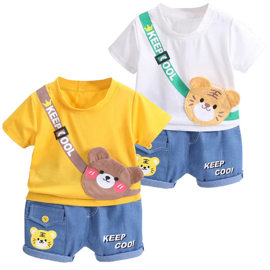Summer Baby Boys Clothing Sets Cartoon Bear Cotton T-Shirt + Shorts 2Pcs Suits for Baby Kids Tracksuits Infant Casual Outfits
