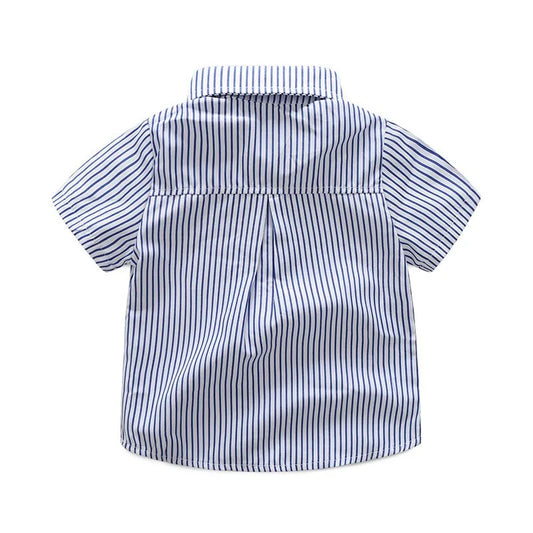 Summer Boys Clothing Sets Cotton Striped Short Sleeve Shirt Pants 2Pcs Suit For 2-6 Years Kids Casual Outfits Gentlemen Suit