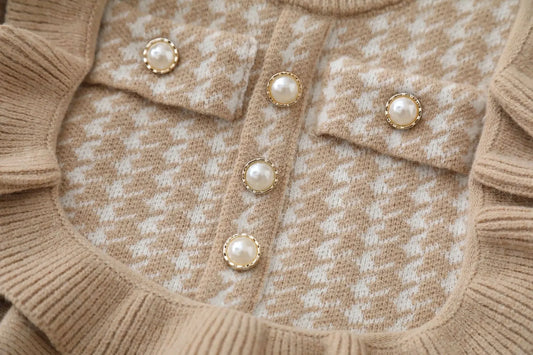 Girls Casual Dresses Plaid Lace Knit Dress Autumn and Winter Sweater Dresses Toddler Girl Clothes Baby Girl Dress