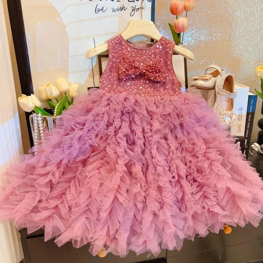 Girls Princess Dresses Summer 2025 Children Birthday Party Dress For Baby Girl Clothes Kids Wedding Outfits Sleeveless Costume 7