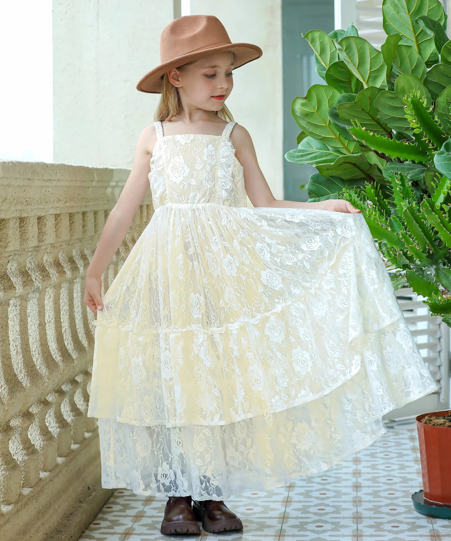 Summer Dress Girls Lace Flower Embroidery Dress Backless Toddler Bohemian Long Dress For Kids Birthday Wedding Party Beach Wear