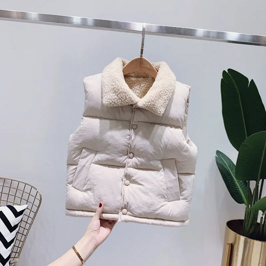 Boys Jacket Winter Autumn Girls Warm Coat Solid Fur Collar Cotton Casual Outerwear Children's Clothing For Kids Snowsuit Clothes