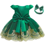 Girl Party Dress Wedding Prom Children Christmas Princess Dress Green Ball Gown Children Birthday Party Dress 1 2 3 4 5 6 years