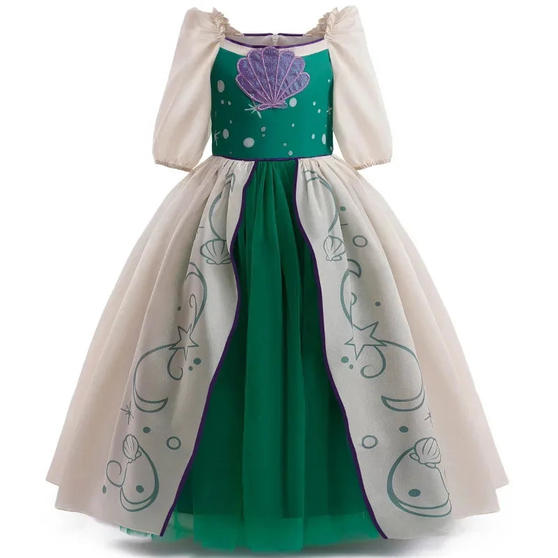 Children's Party Dresses For Girls Elegant Dresses Fashion Mermaid Princess Dress And Wig Kids Girl Clothes Summer Prom Dress