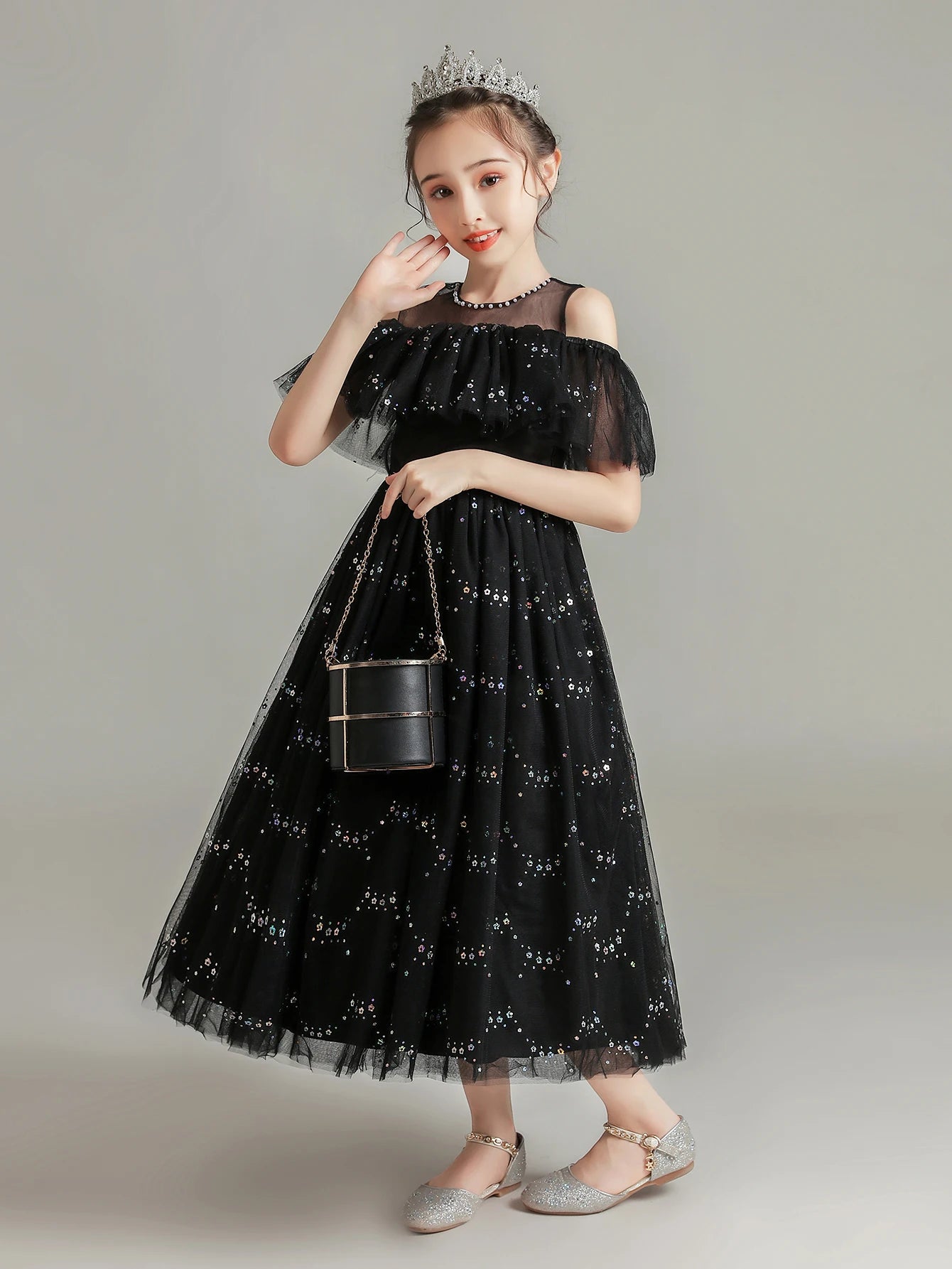 Summer Kids Party Dress Girls 5-12 Years Old Wedding Flower Girl Dress In Stock