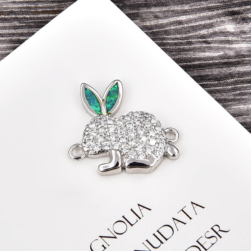Copper New Handmade DIY Clothing Sccessories Ornament Accessories Rabbit Connector Natural Opal Zircon Bracelet For Women