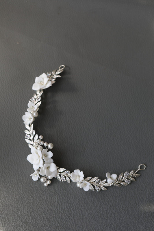 INS Simple Silver Ceramic Flower Hair Accessories