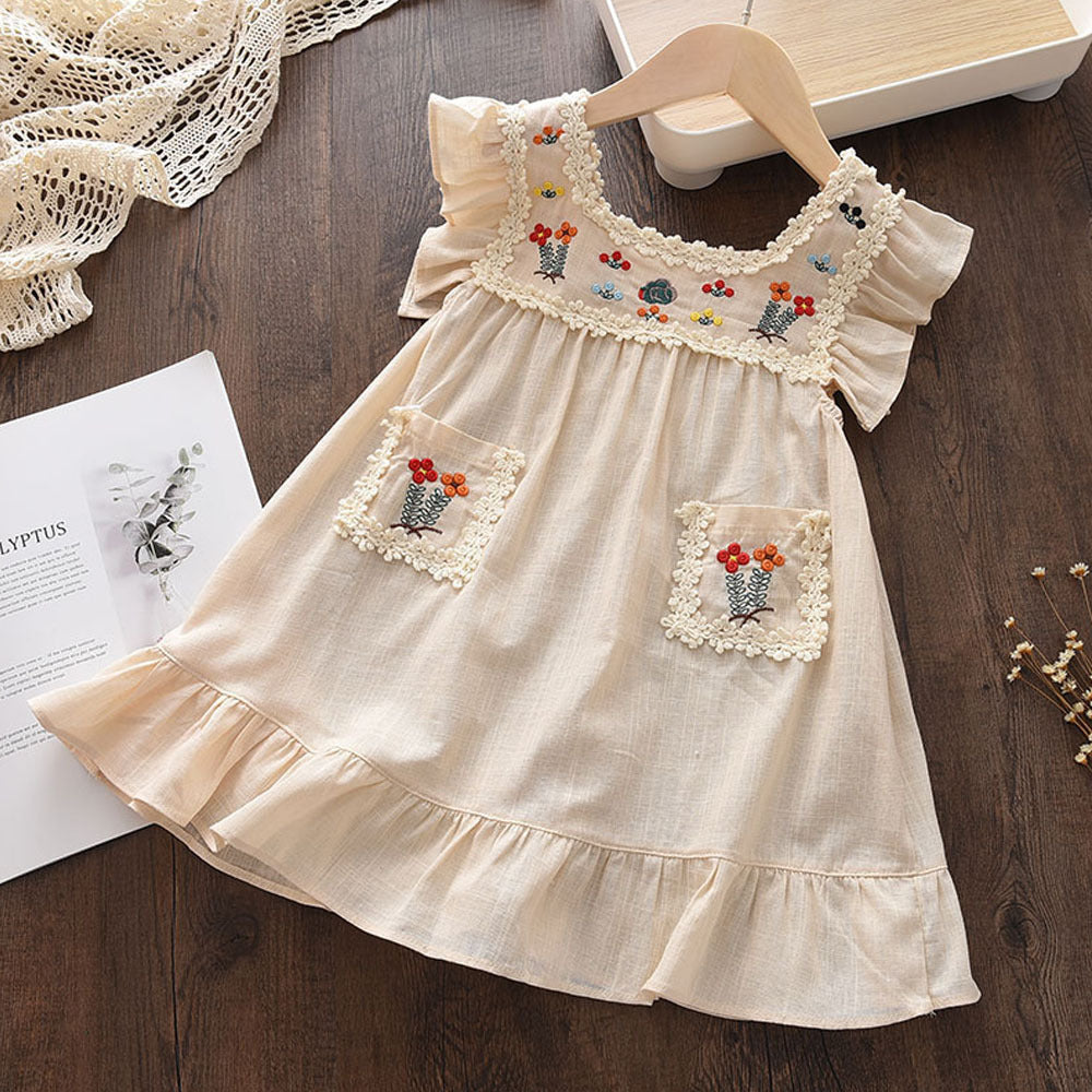 Girls Fly Sleeve Floral Dress Summer