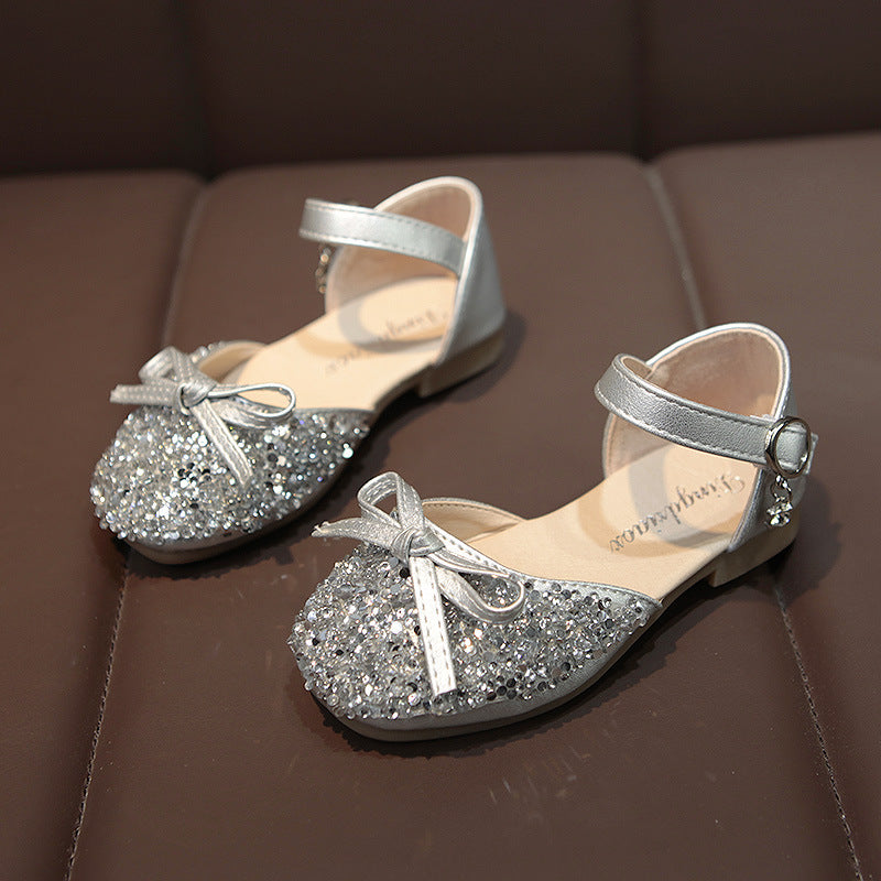 Children's Soft Sole Baby Shoes For Little Girls Single Shoes Crystal Leather Shoes