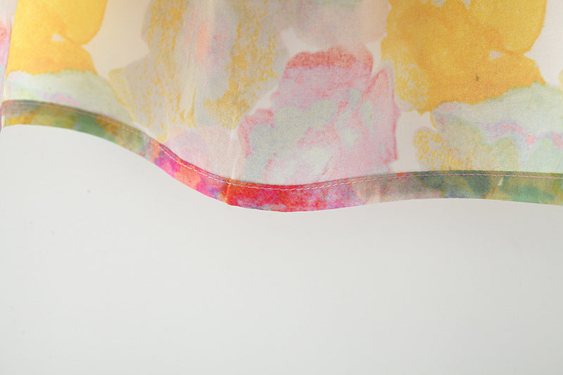 Sleeveless Girls New Printed Sling Backless Cotton Fashionable Princess Dress