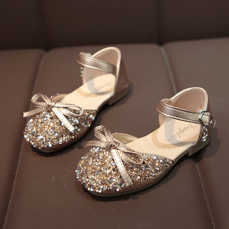 Children's Soft Sole Baby Shoes For Little Girls Single Shoes Crystal Leather Shoes