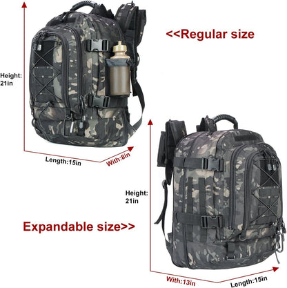 Expandable 40-64L Military Tactical Backpack 3 Day Bag Hiking Gym Sport Camping