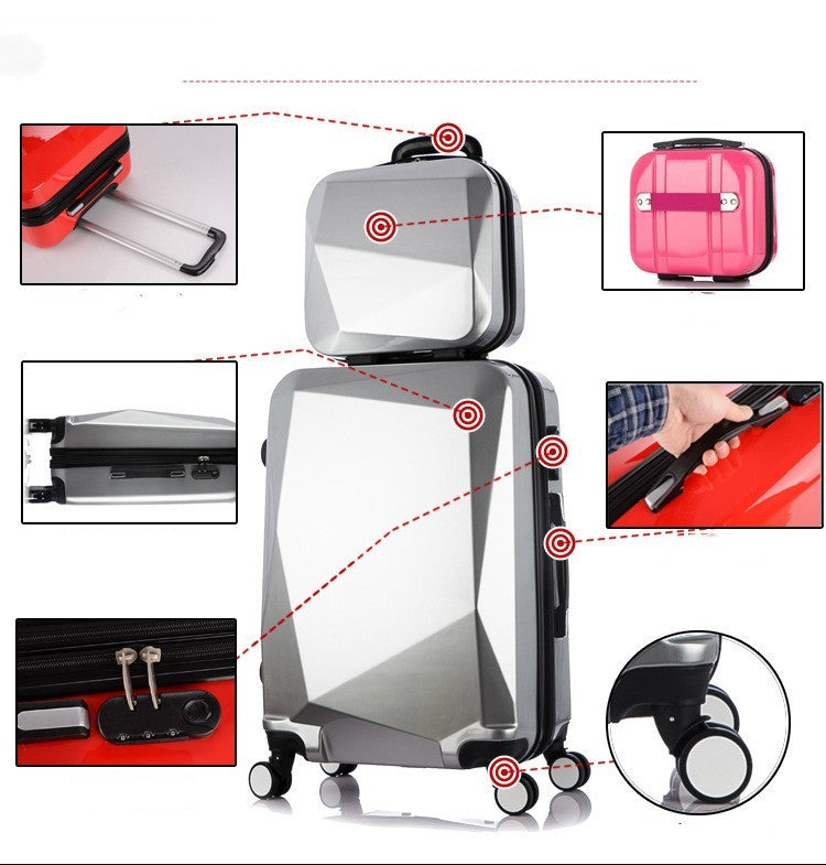 Three-piece Diamond Pattern Swivel Wheels Luggage