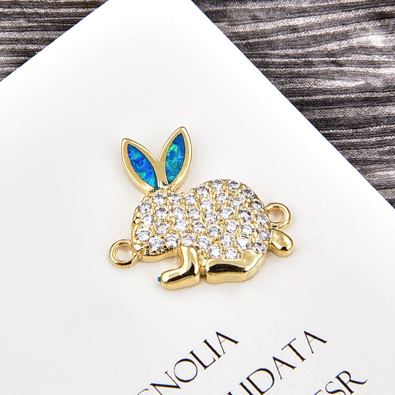 Copper New Handmade DIY Clothing Sccessories Ornament Accessories Rabbit Connector Natural Opal Zircon Bracelet For Women