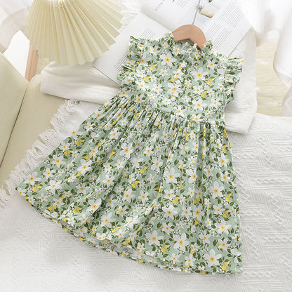 Girls Fly Sleeve Floral Dress Summer