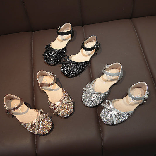 Children's Soft Sole Baby Shoes For Little Girls Single Shoes Crystal Leather Shoes