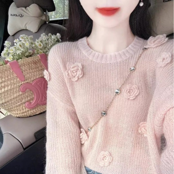 Long-sleeved Women's Loose Slim-fit Floral Top