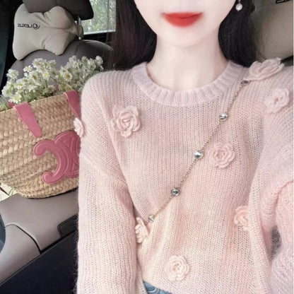 Long-sleeved Women's Loose Slim-fit Floral Top