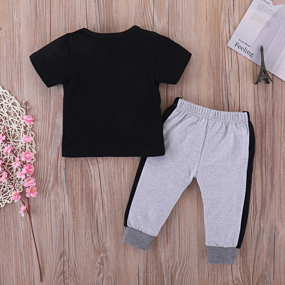 Boys' cotton short-sleeved sports suit