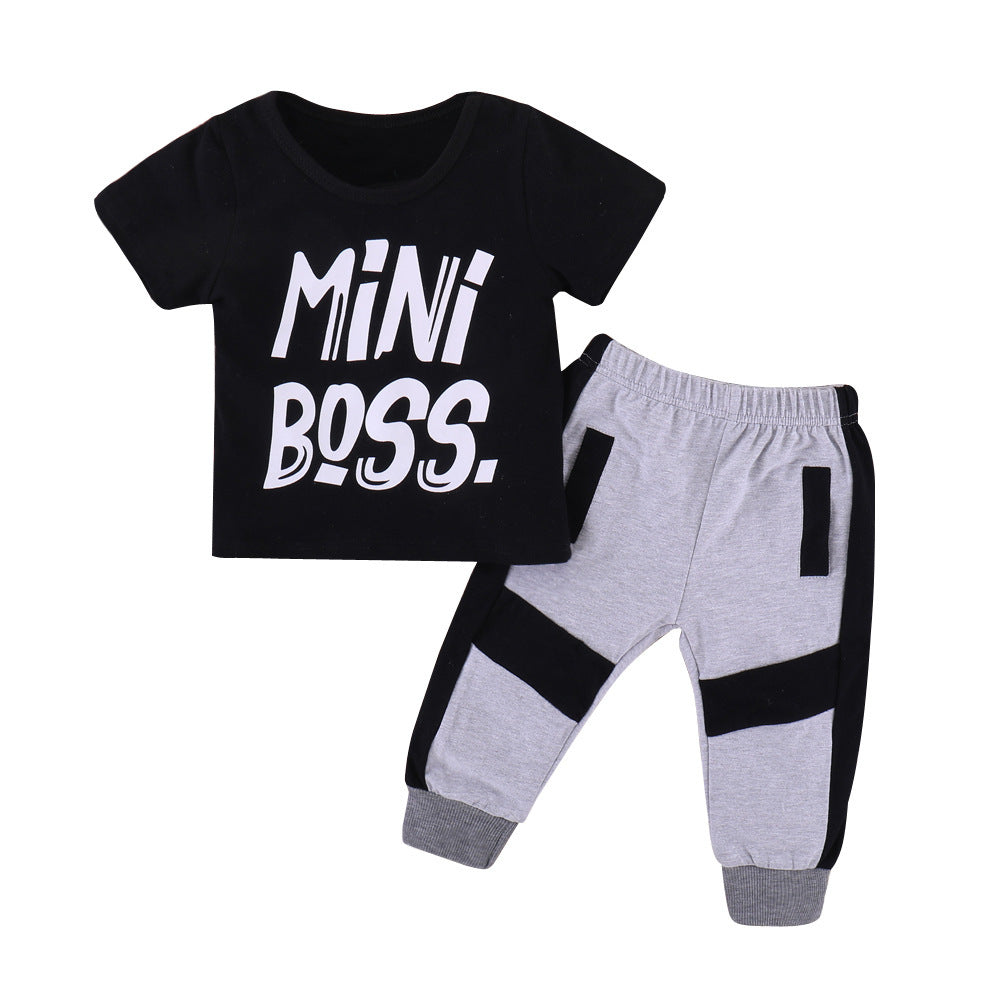 Boys' cotton short-sleeved sports suit