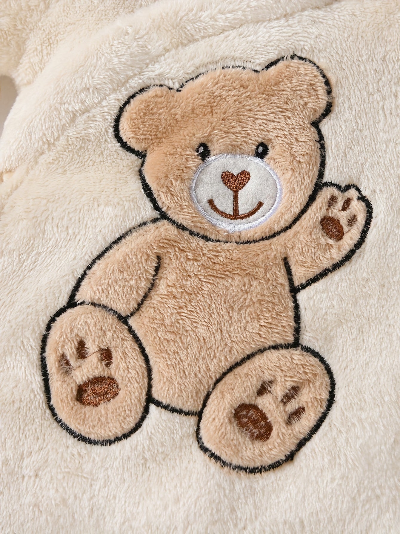 Cozy Boys' Winter Bear Print Hooded Onesie - Warm, Soft Polyester, Long Sleeve, Machine Washable, Casual Style, Bear Decor, Perfect for Outdoor