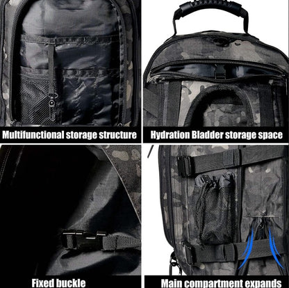 Expandable 40-64L Military Tactical Backpack 3 Day Bag Hiking Gym Sport Camping
