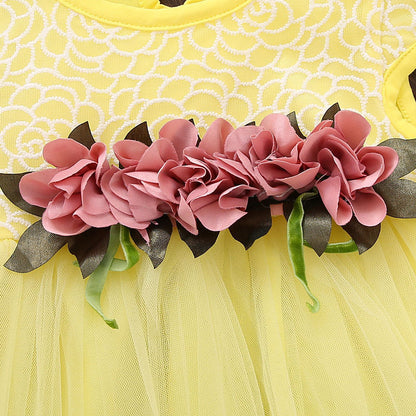 Girls' Skirt Cotton Skirt Solid Color Four Flower Dress