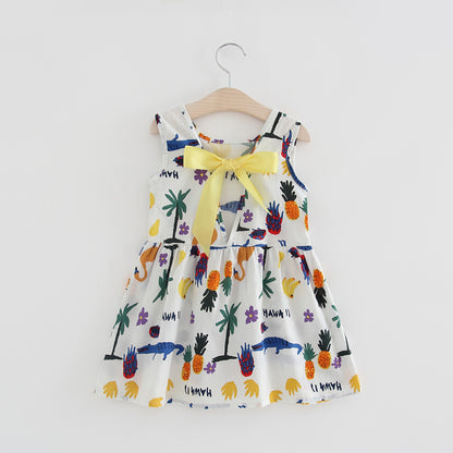 Girls Cotton Sleeveless Cartoon Animal Vest Dress