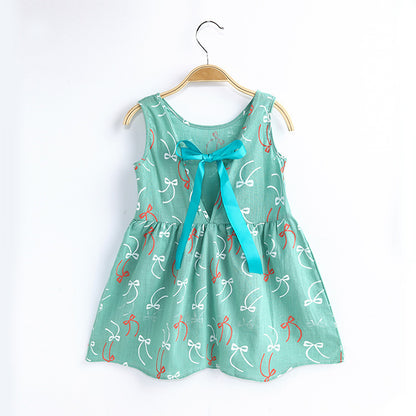 Girls Cotton Sleeveless Cartoon Animal Vest Dress
