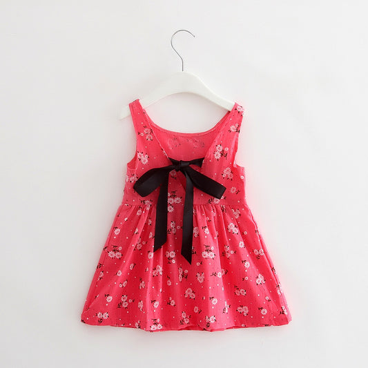 Girls Cotton Sleeveless Cartoon Animal Vest Dress