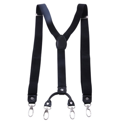 Hook Type Strap Clip Adult Suspenders Elastic 2.5Cm Contrast Stripe Hook Buckle Trousers Jeans Suspenders