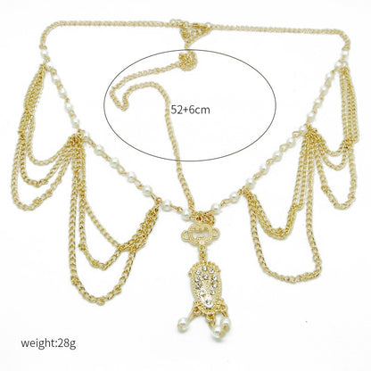European And American Fashion Trend Pearl Tassel Headband Hair Accessories Women
